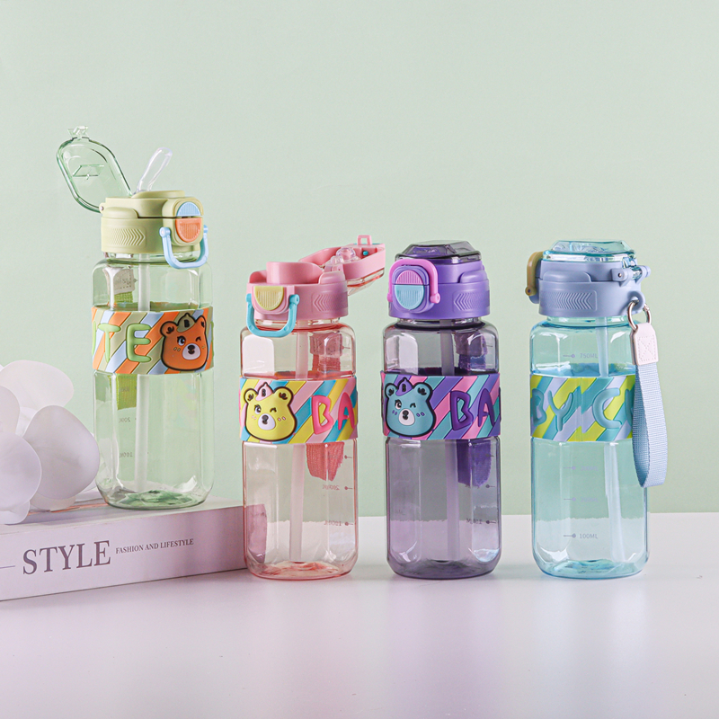 272 Cartoon water bottle with double drinking lids